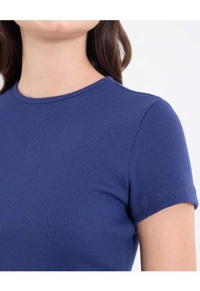 Camiseta  Para Mujer Crop Top Manga Corta Color Azul Marca Ostu #40092694