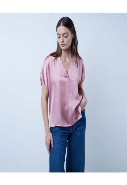 Blusa Para Mujer Manga Corta Color Rosado  Marca Ostu #40120944