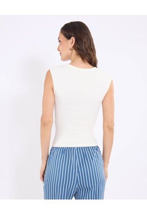 Camiseta  Para Mujer Manga Sisa Cuello Redondo Color Crema Marca Ostu #40092763