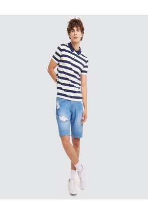 Polo Para Hombre Cuello Tejido Sin Bolsillo Color Azul  Marca Ostu #60110494