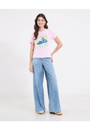 Camiseta  Para Mujer Manga Corta Cuello Redondo Color Rosado Marca Ostu #40092742