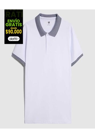 Polo Para Hombre Cuello Tejido Sin Bolsillo Color Blanco Marca Ostu #60110721 Ostu