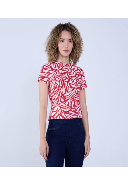 Camiseta Para Mujer Manga Corta Color Rojo Marca Ostu #40092232