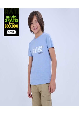 Camiseta Para Niño Manga Corta Color Azul  Marca Ostu #80090227 Ostu