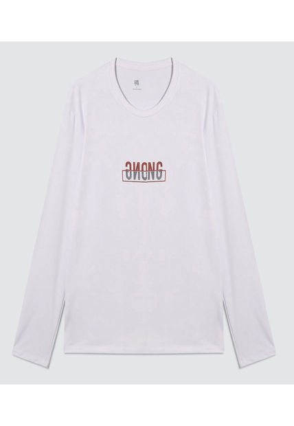 Camiseta Para Hombre Manga Larga Cuello Redondo Color Blanco Marca Ostu #60091497
