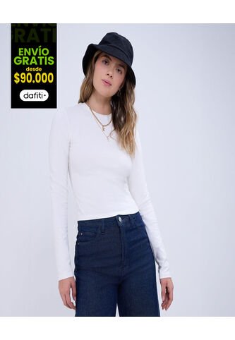 Camiseta Para Mujer Manga Larga Color Crema Marca Ostu #40092253 Ostu