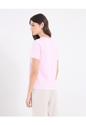 Camiseta  Para Mujer Manga Corta Cuello Redondo Color Rosado Marca Ostu #40092749