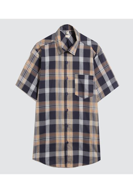 Camisa Para Hombre Manga Corta Con Bolsillo Color Camel Marca Ostu #60010717