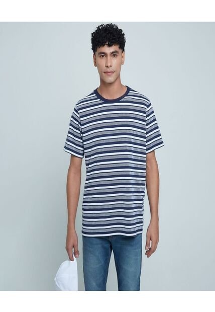 Camiseta Para Hombre Manga Corta Color Azul  Marca Ostu #60091087