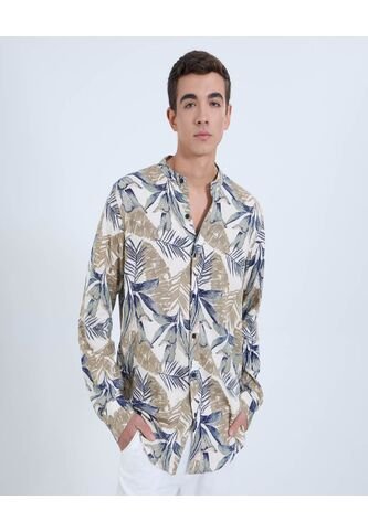 Camisa Para Hombre Manga Larga Sin Bolsillo Color Azul  Marca Ostu #60010611 Ostu