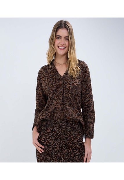 Camisa Para Mujer Manga 3/4 Color Café  Marca Ostu #40010257
