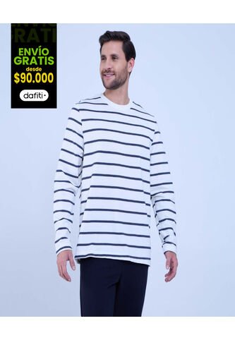 Camiseta Para Hombre Manga Larga Color Crema Marca Ostu #60091235 Ostu