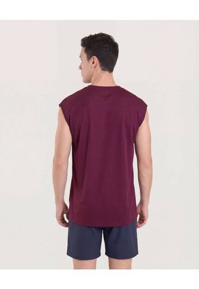 Camiseta  Para Hombre Manga Sisa Cuello Redondo Color Vino Marca Ostu #60091799