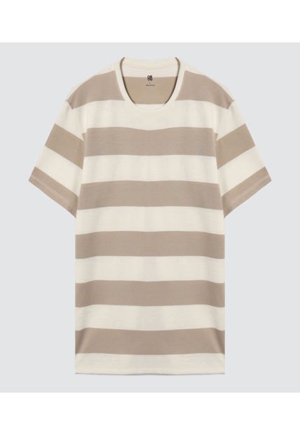 Camiseta Para Hombre Manga Corta Color Beige Marca Ostu #60091422