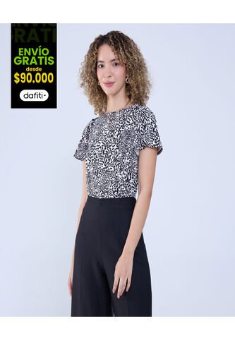 Camiseta Para Mujer Manga Corta Color Negro Marca Ostu #40092225 Ostu