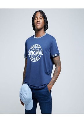 Camiseta Para Hombre Manga Corta Color Azul Marca Ostu #60091315