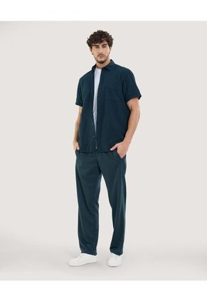 Camisa Para Hombre Manga Corta Con Bolsillo Cuello Casual M Color Verde Marca Ostu #60010791