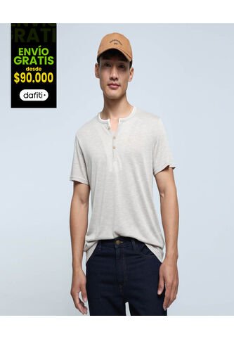 Camiseta Para Hombre Manga Corta Color Beige Marca Ostu #60091339 Ostu