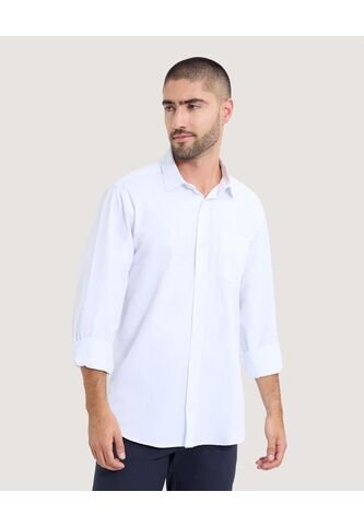 Camisa Para Hombre Manga Larga Con Bolsillo Cuello Casual M Color Crudo Marca Ostu #60010795 Ostu