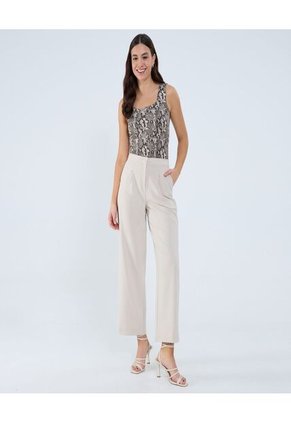 Top Para Mujer Cuello Redondo Color Beige Marca Ostu #40220329