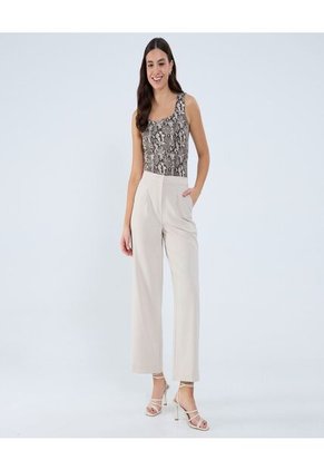 Top Para Mujer Cuello Redondo Color Beige Marca Ostu #40220329