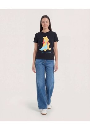 Camiseta  Para Mujer Manga Corta Cuello Redondo Color Negro Marca Ostu #40092752