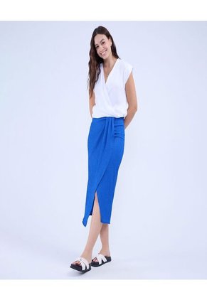 Falda Para Mujer Medio Color Azul Rey Marca Ostu #40140156