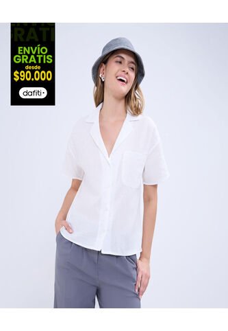 Camisa Para Mujer Manga Corta Color Blanco Marca Ostu #40010269 Ostu