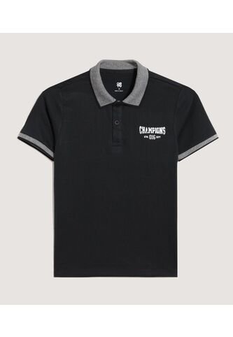 Polo Infantil Niño Manga Corta Color Negro Marca Ostu #80110112 Ostu