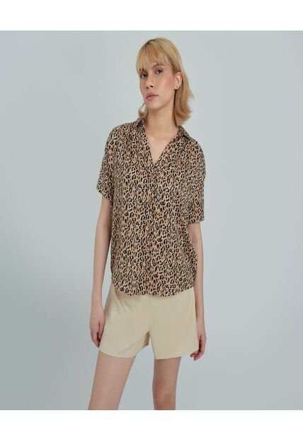 Blusa Para Mujer Manga Corta Color Café  Marca Ostu #40120902