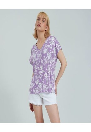 Blusa Para Mujer Manga Corta Color Lila  Marca Ostu #40120896