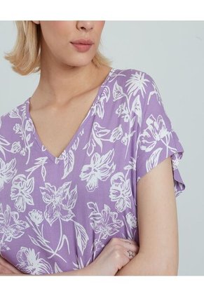 Blusa Para Mujer Manga Corta Color Lila  Marca Ostu #40120896