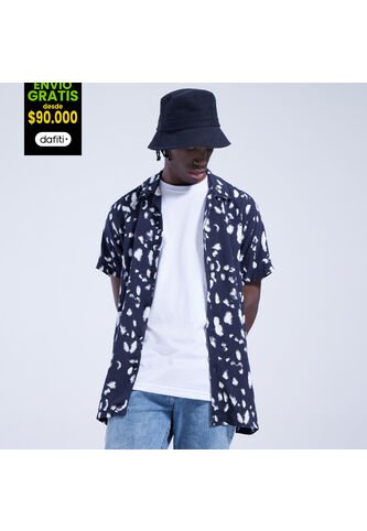 Camisa Para Hombre Manga Corta Sin Bolsillo Color Negro Marca Ostu #60010584 Ostu