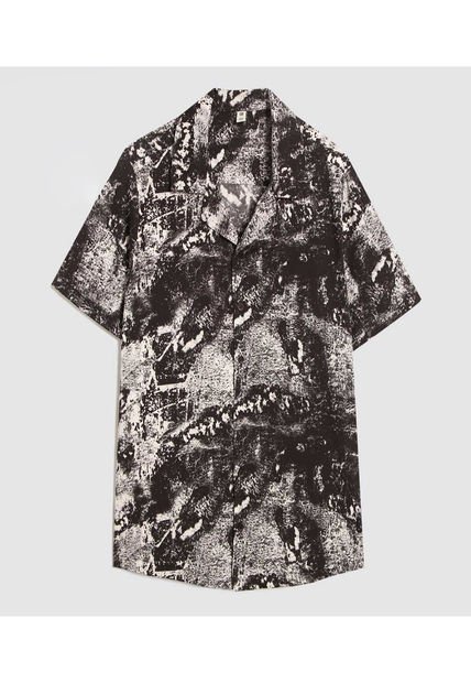 Camisa Para Hombre Manga Corta Sin Bolsillo Color Negro Marca Ostu #60010765