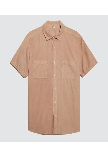 Camisa Para Hombre Manga Corta Con Bolsillo Color Beige Marca Ostu #60010682