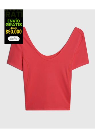 Crop Top Para Mujer Manga Corta Color Naranja Marca Ostu #40091898 Ostu