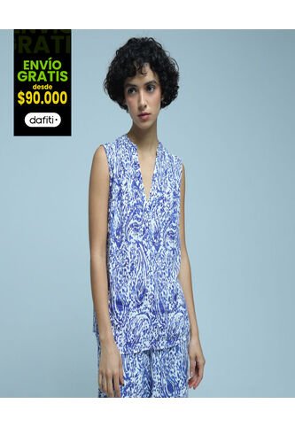 Blusa Para Mujer Manga Sisa Color Azul  Marca Ostu #40120963 Ostu