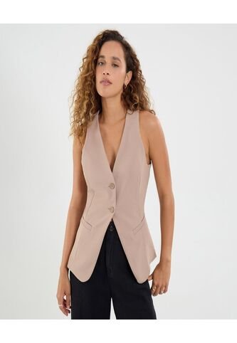 Chaleco Para Mujer Plano Color Café Marca Ostu #40250019 Ostu