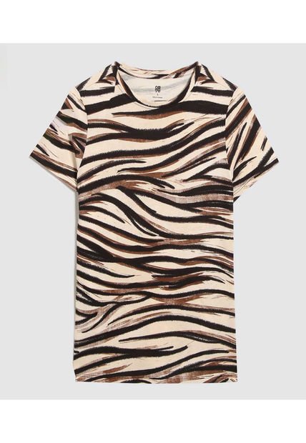 Camiseta Para Mujer Manga Corta Color Beige Marca Ostu #40092229
