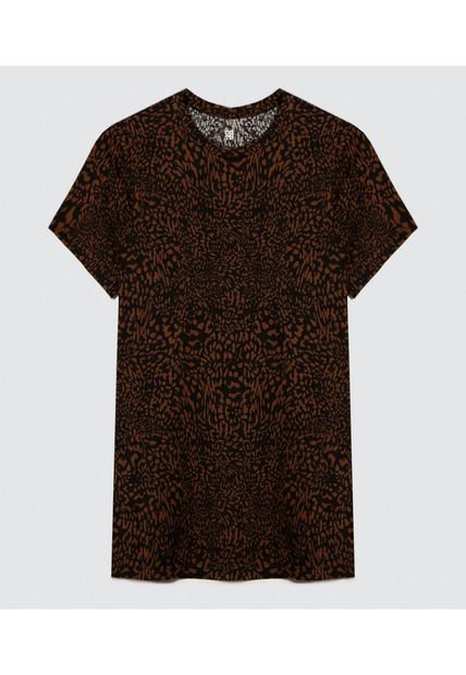Camiseta Para Mujer Manga Corta Cuello Redondo Color Café  Marca Ostu #40092230