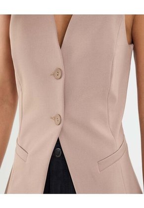 Chaleco Para Mujer Plano Color Café Marca Ostu #40250019