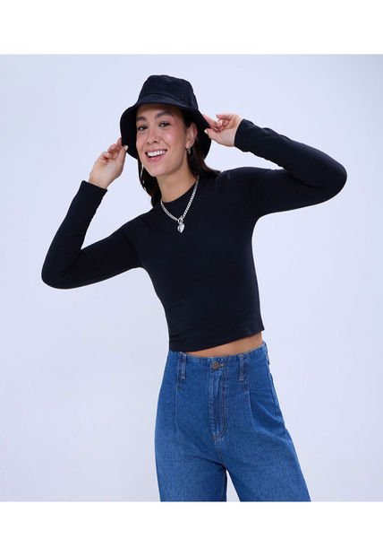 Camiseta Para Mujer Manga Larga Color Negro Marca Ostu #40092253