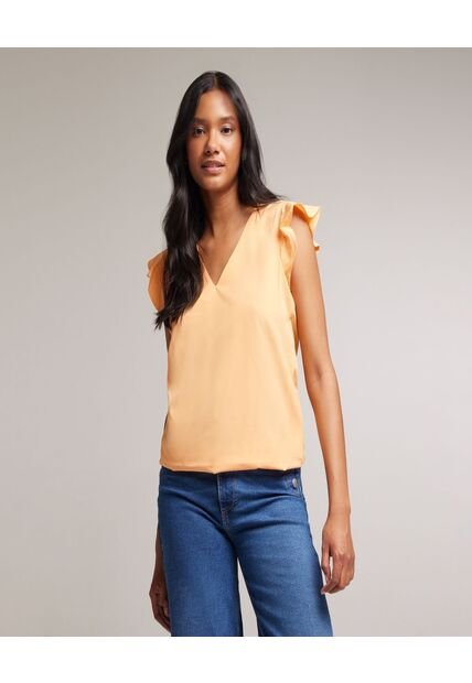 Blusa Para Mujer Manga Corta Color Naranja Marca Ostu #40120719