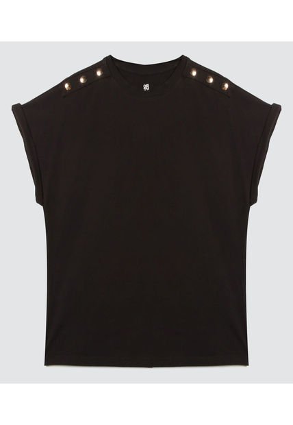 Camiseta Para Mujer Manga Corta Color Negro Marca Ostu #40092214
