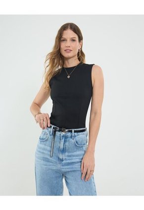 Camiseta Para Mujer Manga Sisa Cuello Redondo Color Negro Marca Ostu #40092523