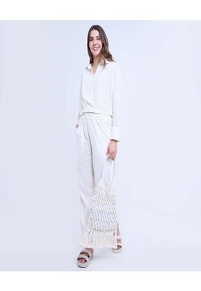 Camisa Para Mujer Manga Larga Color Marfil Marca Ostu #40010285