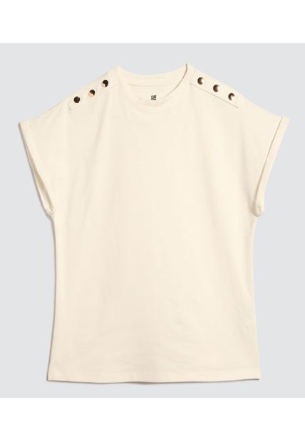 Camiseta Para Mujer Manga Corta Color Crema Marca Ostu #40092215