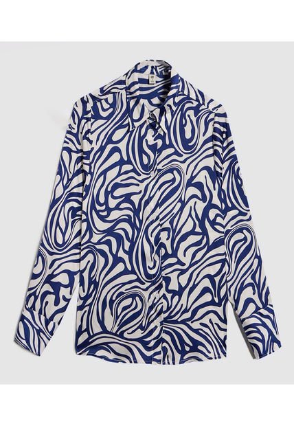 Camisa Para Mujer Manga Larga Color Azul Rey Marca Ostu #40010261
