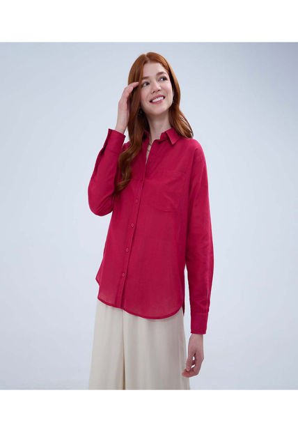 Camisa Para Mujer Manga Larga Color Rojo Marca Ostu #40010247