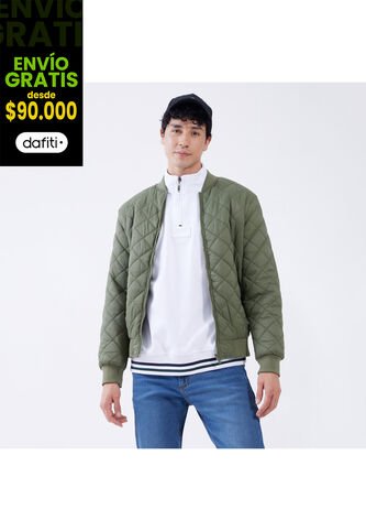 Chaqueta Para Hombre Bomber Color Verde  Marca Ostu #60080107 Ostu